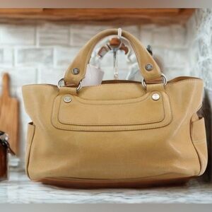 CELINE Boogie Bag Handbag Beige Leather w/COA